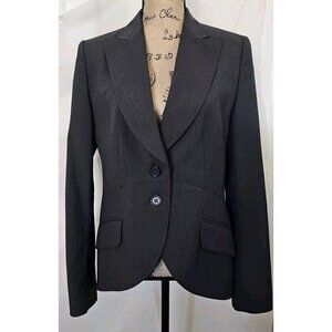 Rene Lezard Womens Wool Silk Pin Striped Blazer Single Breasted Eu 40/US 10